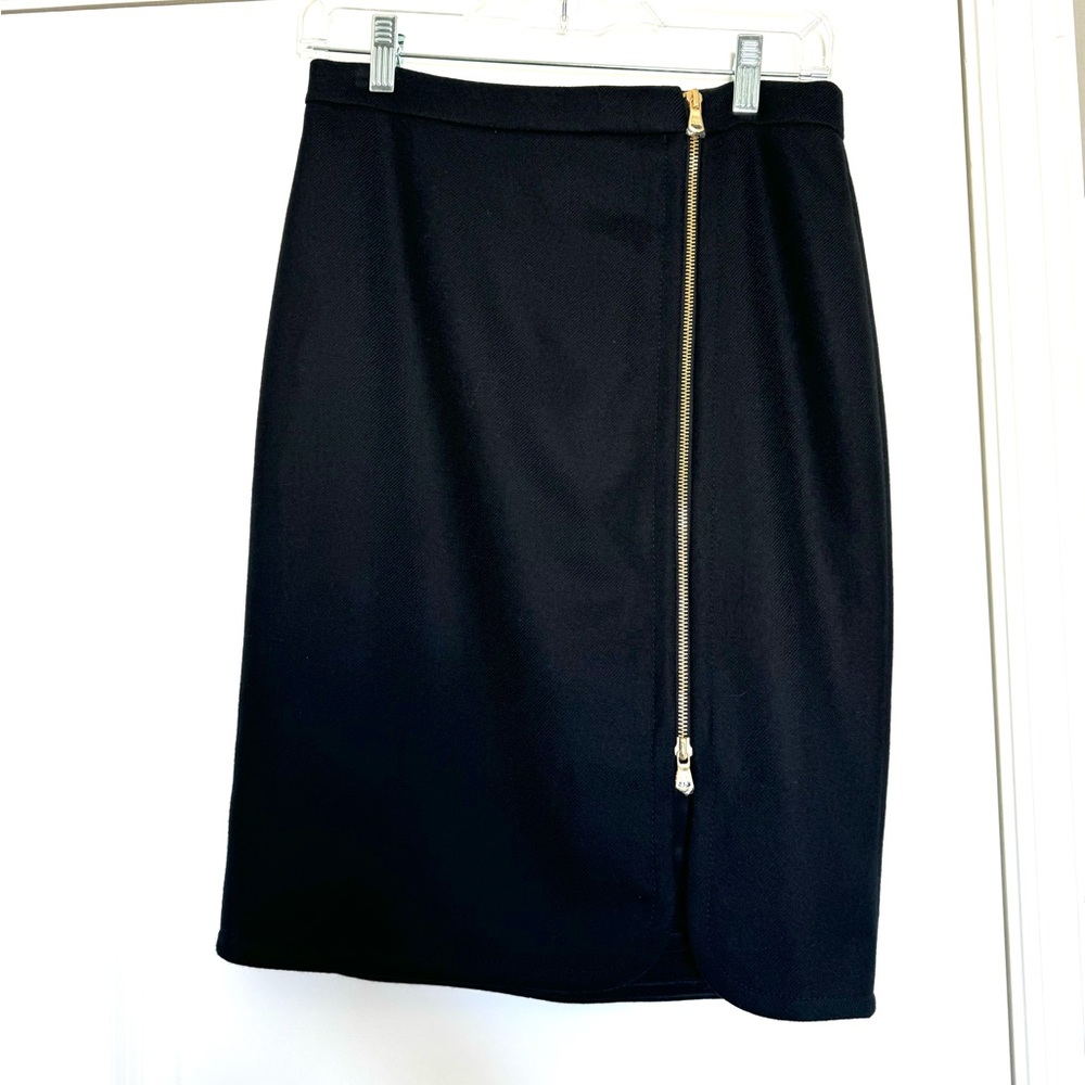 J. Crew wool zip pencil skirt black NWT